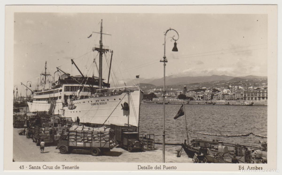 Postales: TARJETA POSTAL - SANTA CRUZ DE TENERIFE - DETALLE DEL PUERTO - N&ordm; 43 - ED. ARRIBAS