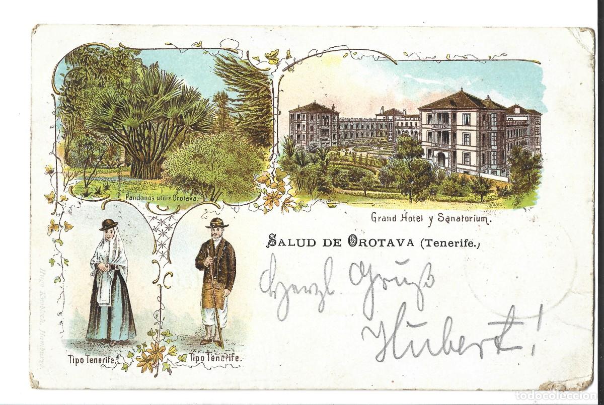 Postales: LITOGRAF&Iacute;A DE TENERIFE. SALUD DE OROTAVA 1899