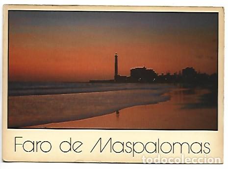 Postales: FARO Y PLAYA DE MASPALOMAS.- GRAN CANARIA