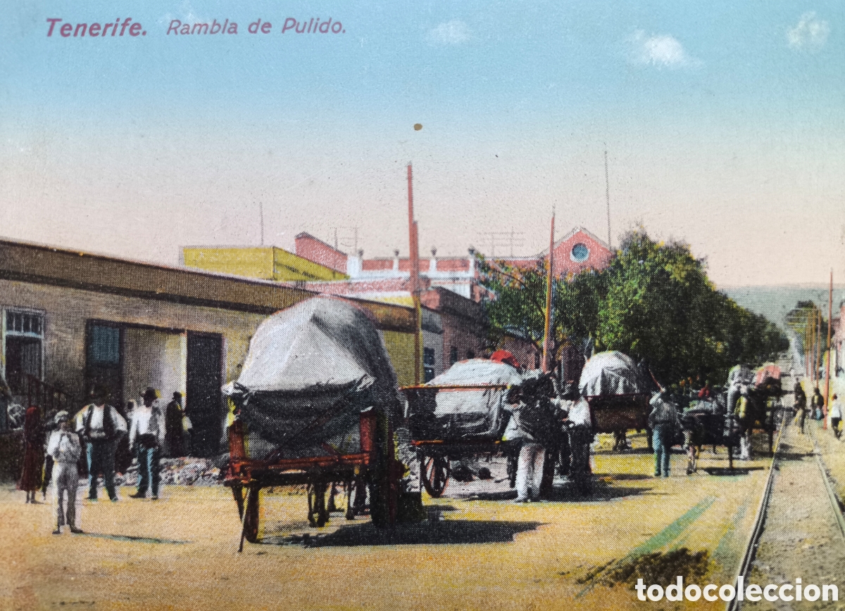 Postales: TENERIFE RAMBLA DE PULIDO POSTAL A COLOR ANIMADA FOTOTIPIA CANARIAS C. 1920