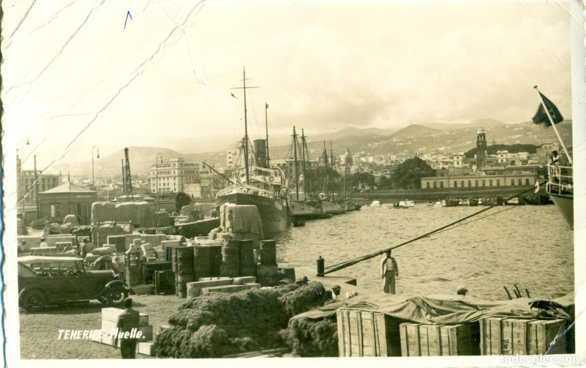 Postales: TENERIFE. EL MUELLE. CIRCULADA EN 1936. FOTO BAENA. MUY RARA.
