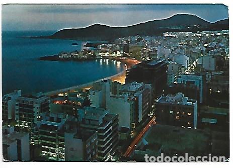 Postales: VISTA PANORAMICA DE LA PLAYA DE LAS CANTERAS DE NOCHE.- GRAN CANARIA