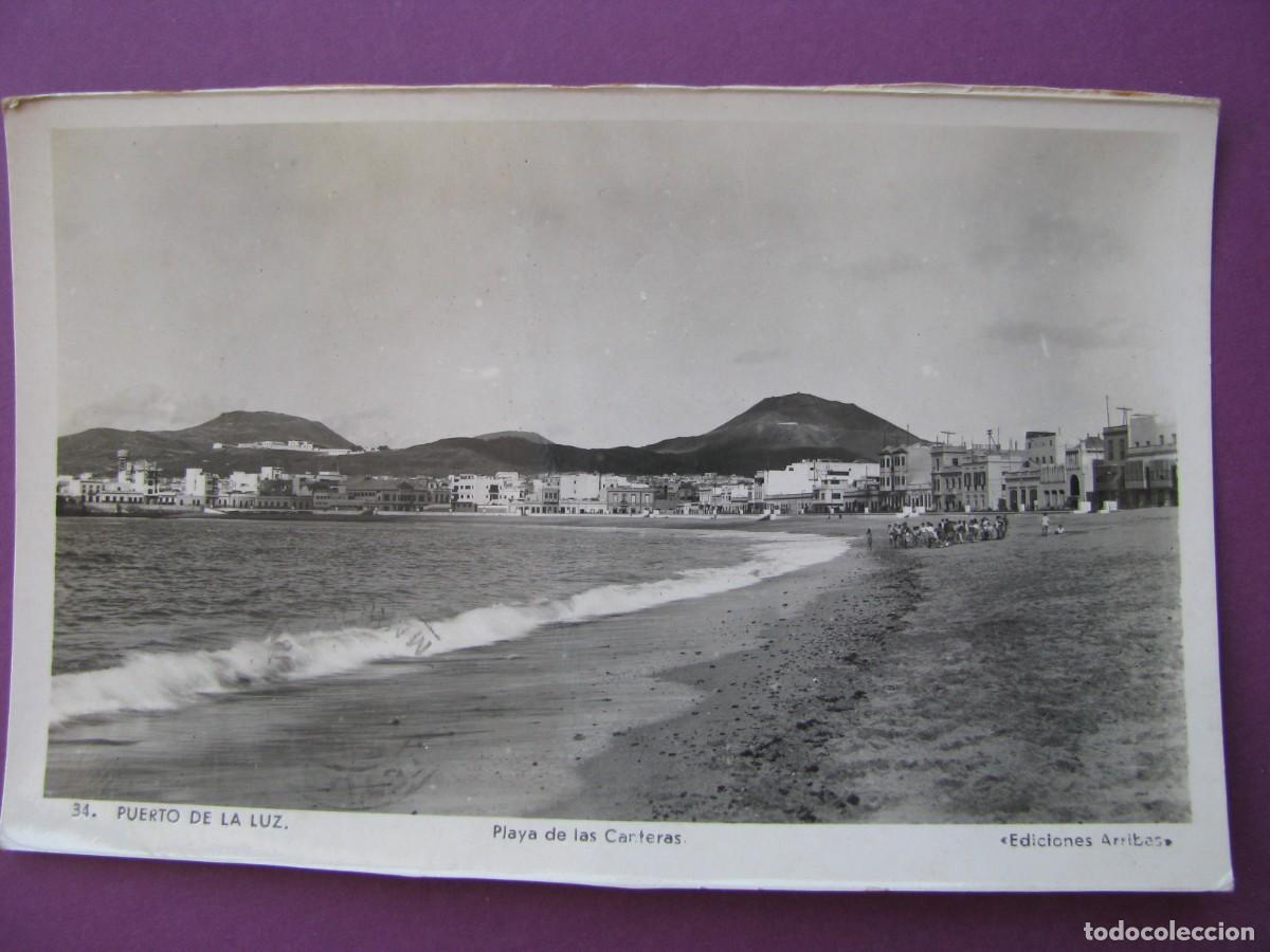 Postales: POSTAL FOTOGRAFICA DE PUERTO DE LA LUZ. PLAYA DE LAS CANTERAS. ARRIBAS. CIRCULADA 1949