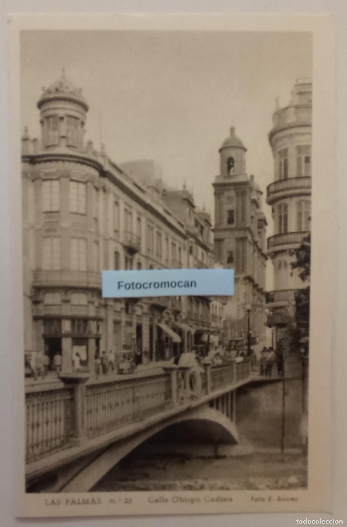 Postales: LAS PALMAS. CALLE OBISPO CODINA. FOTO E. BAENA. ED. VDA. DE RAFAEL ROMERO. N&ordm;33
