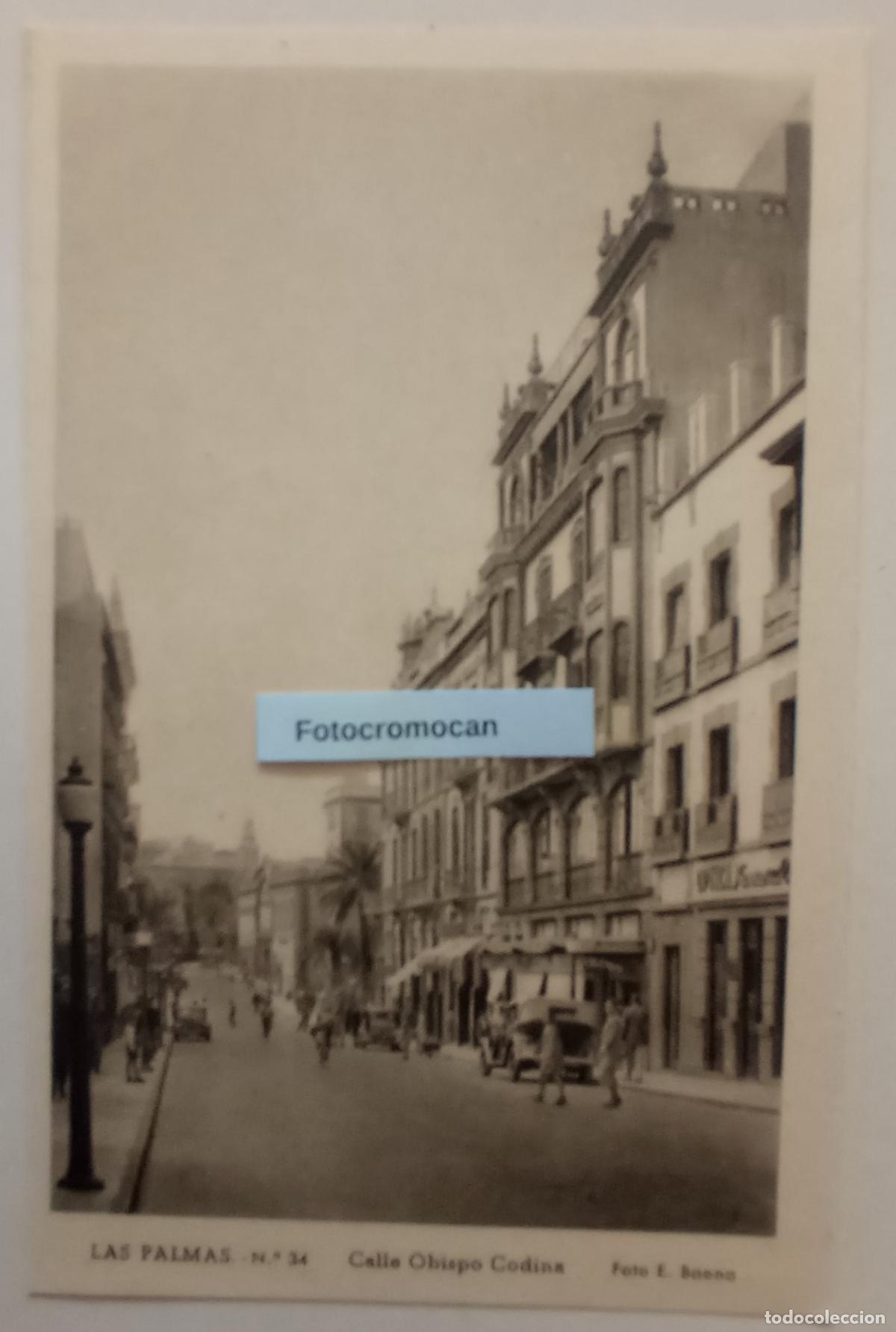 Postales: LAS PALMAS. CALLE OBISPO CODINA. FOTO E. BAENA. ED. VDA. DE RAFAEL ROMERO. N&ordm;34