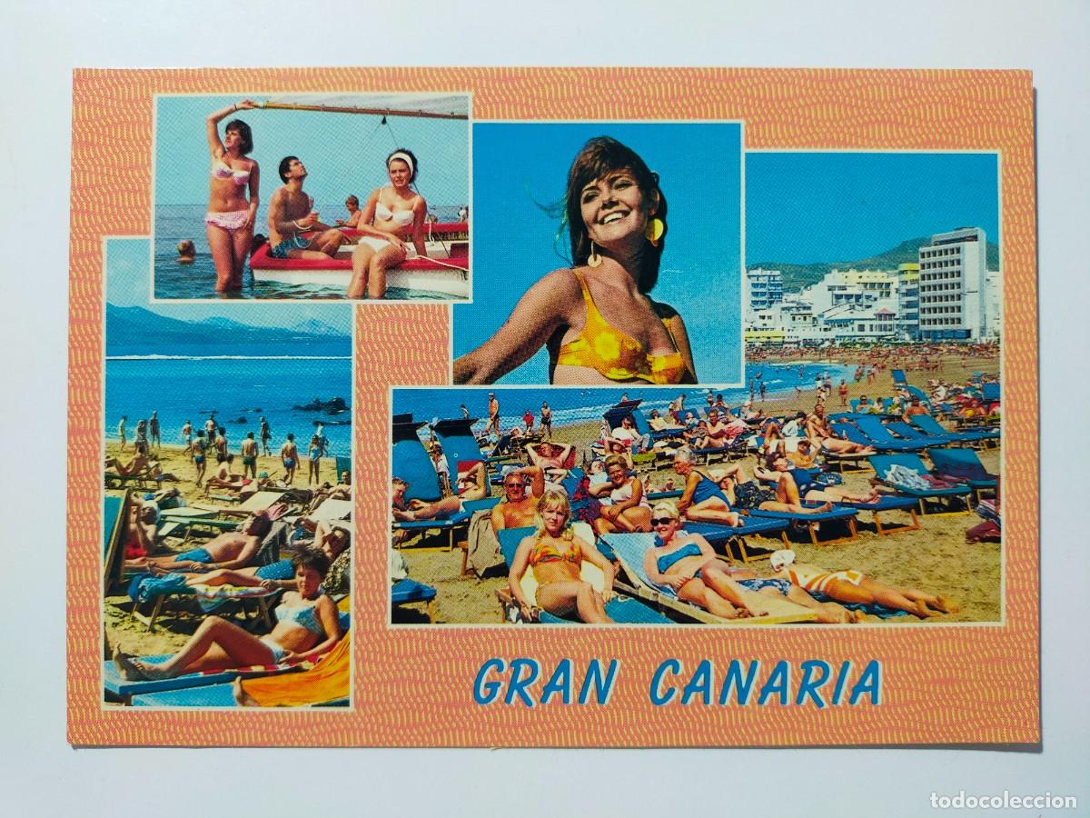 Postales: Tarjeta Postal. GRAN CANARIA: Playa de las Canteras - Ed. Alberto - Escrita