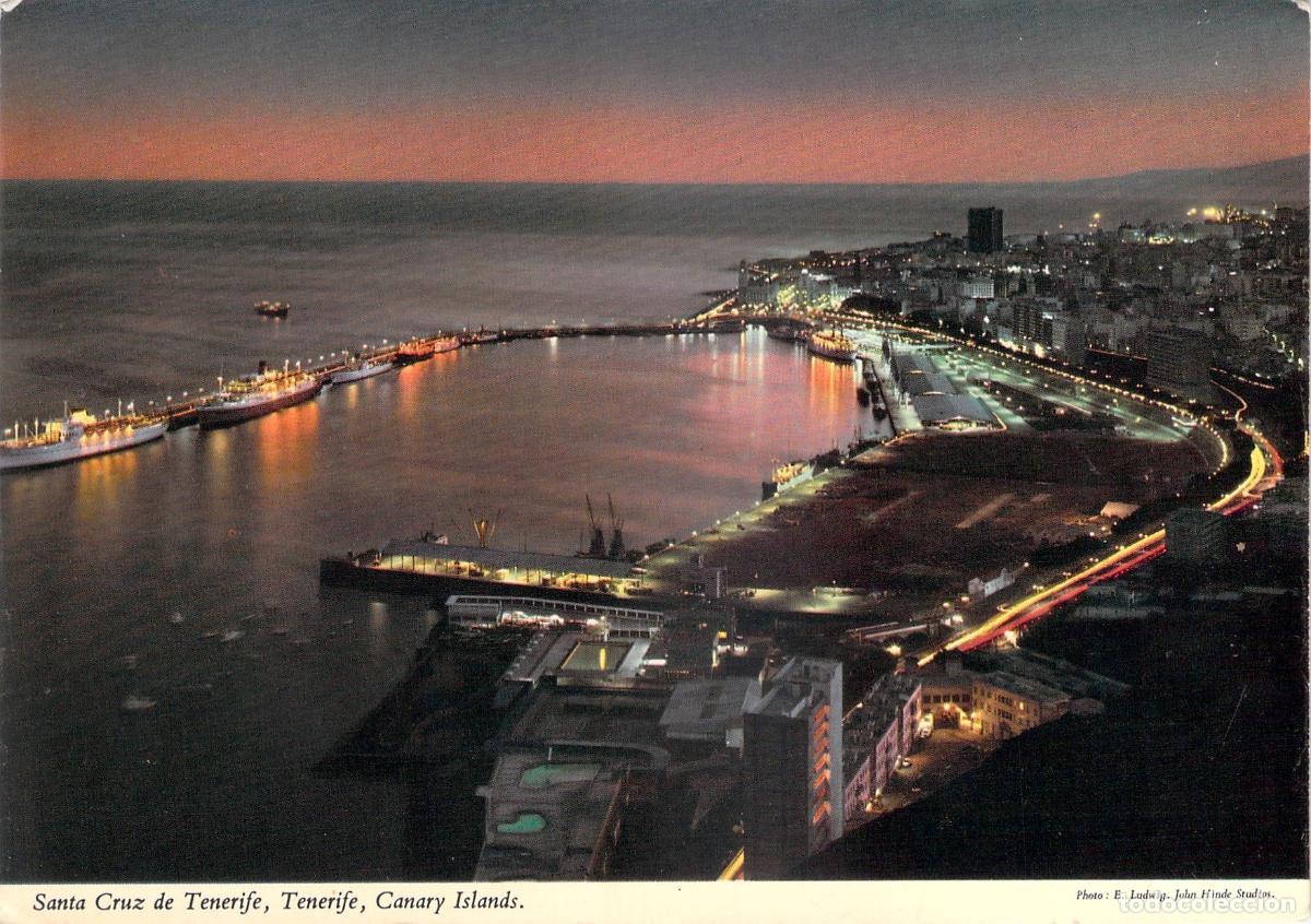 Postales: Postal de Santa Cruz de Tenerife Vista Nocturna del Puerto