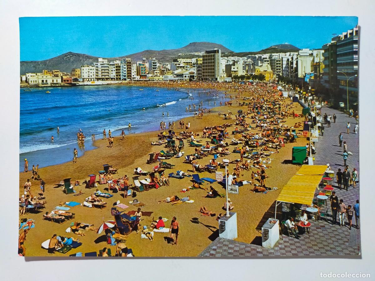 Cartoline: Tarjeta Postal. LAS PALMAS DE GRAN CANARIA: Playa de las Canteras - Edic Ro - Circulada y escrita.