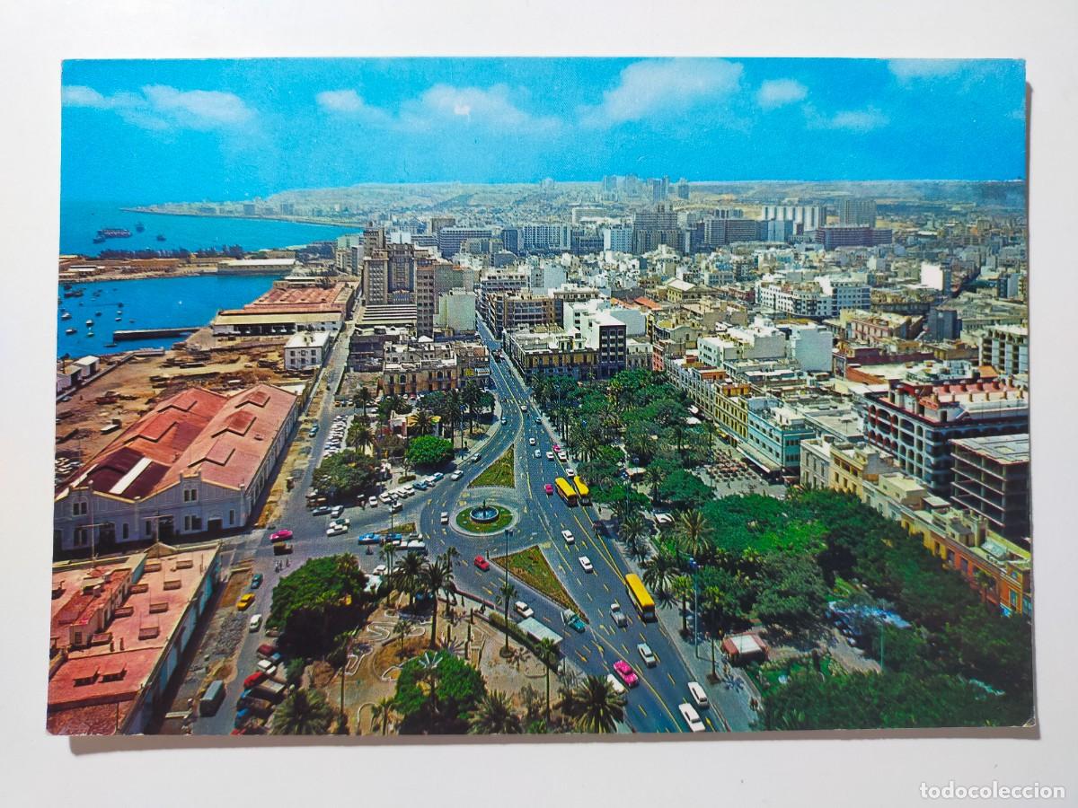 Postales: Postal. LAS PALMAS DE GRAN CANARIA: Parque Sta Catalina y Ciudad - Edit: Global Traders - Escrita