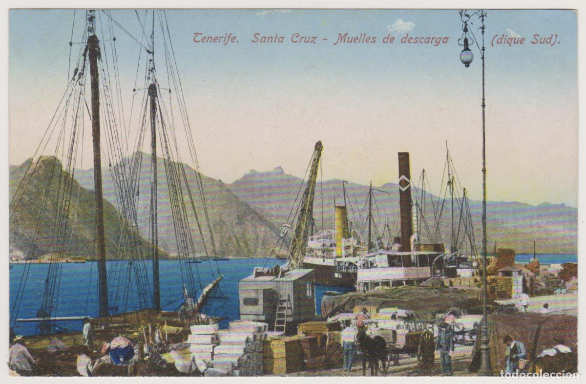 Postales: TARJETA POSTAL - TENERIFE - SANTA CRUZ - MUELLES DE DESCARGA (DIQUE SUR)