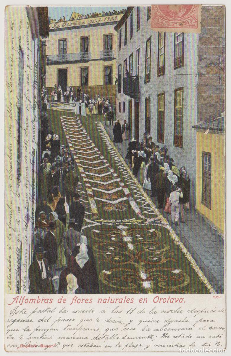 Postales: TARJETA POSTAL - TENERIFE - AFOMBRAS DE FLORES NATURALES EN OROTAVA - ENGLISH BAZAR