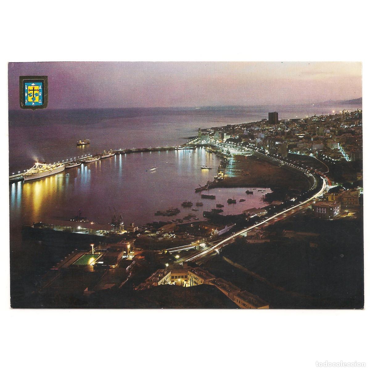 Postales: SANTA CRUZ DE TENERIFE - VISTA NOCTURNA DEL PUERTO | ESCUDO DE ORO | Tenerife - Canarias