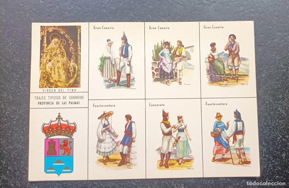 Postales: POSTAL DE LAS PALMAS. TRAJES T&Iacute;PICOS PROVINCIA DE CANARIAS. VIRGEN DEL PINO. NO CIRCULADA.