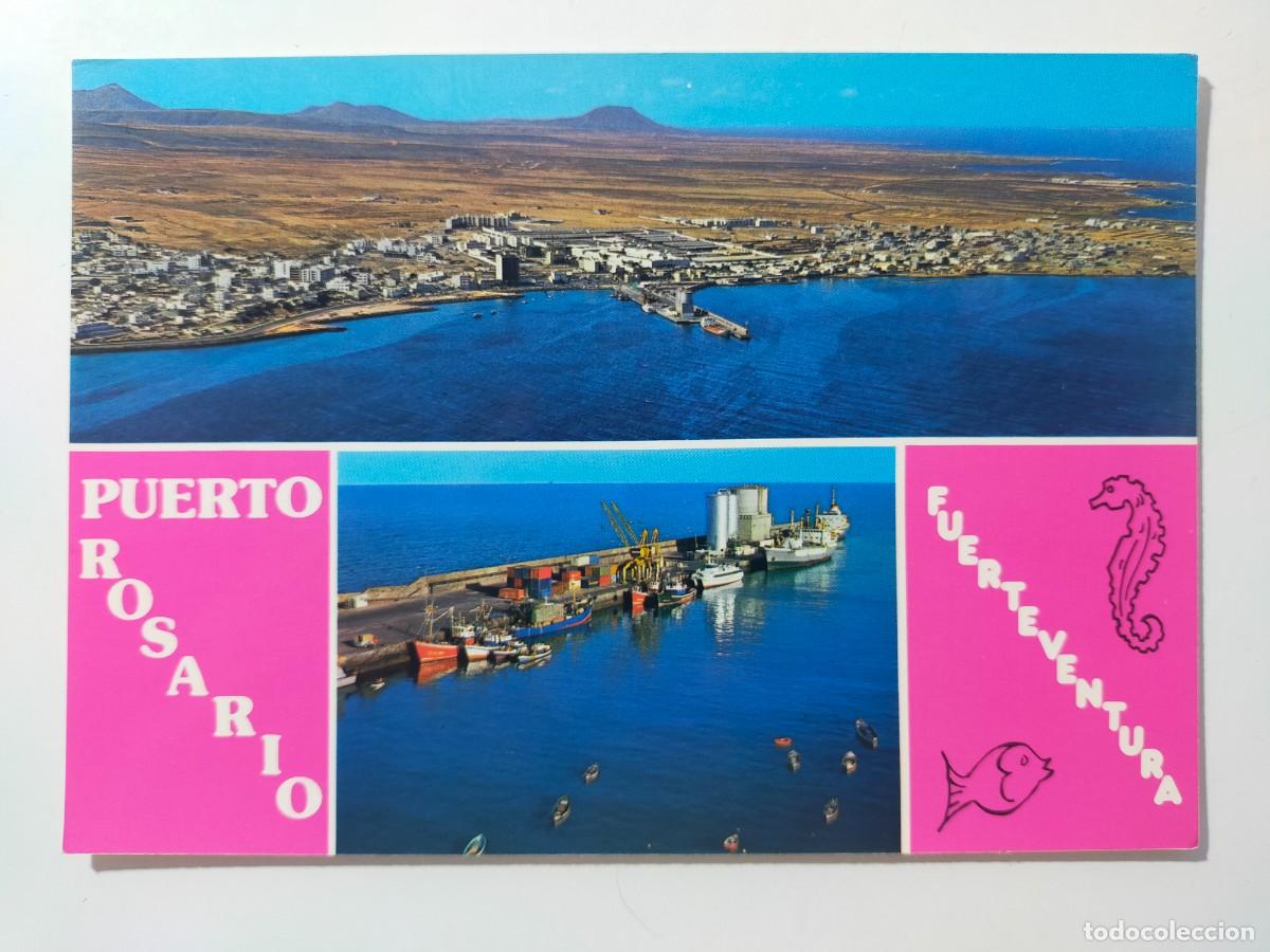 Postales: Postal FUERTEVENTURA (Canarias): Vista a&eacute;rea y puerto - Colec. Las Afortunadas.