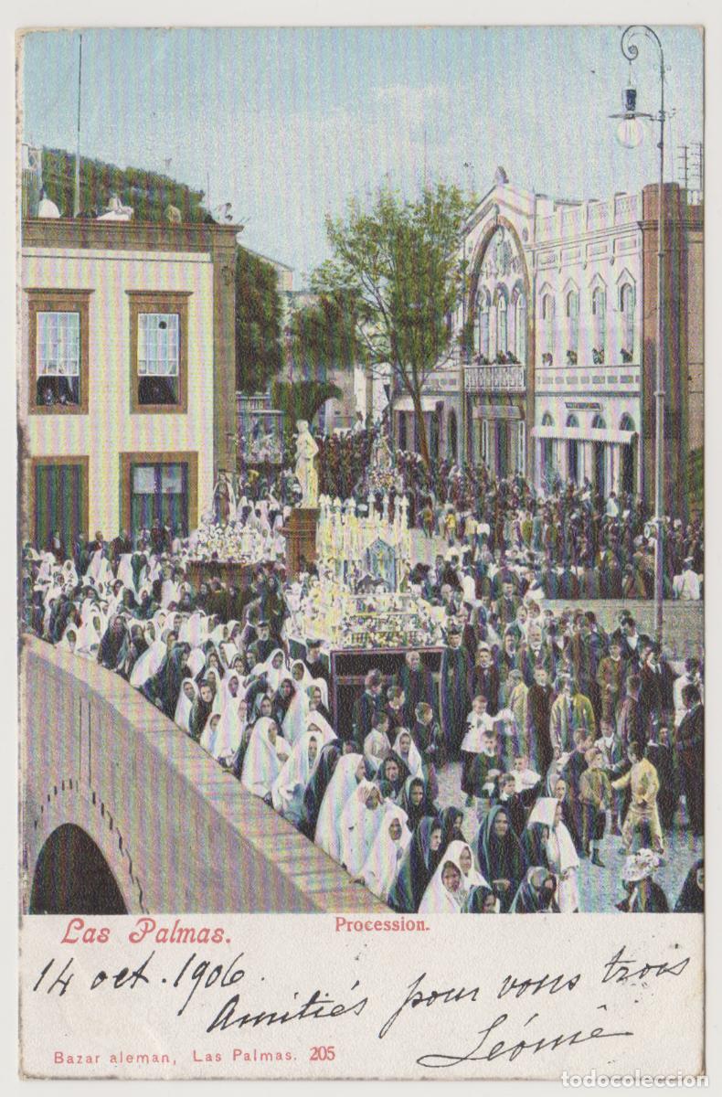 Postales: TARJETA POSTAL - LAS PALMAS - PROCESION - N&ordm; 205 - BAZAR ALEMAN