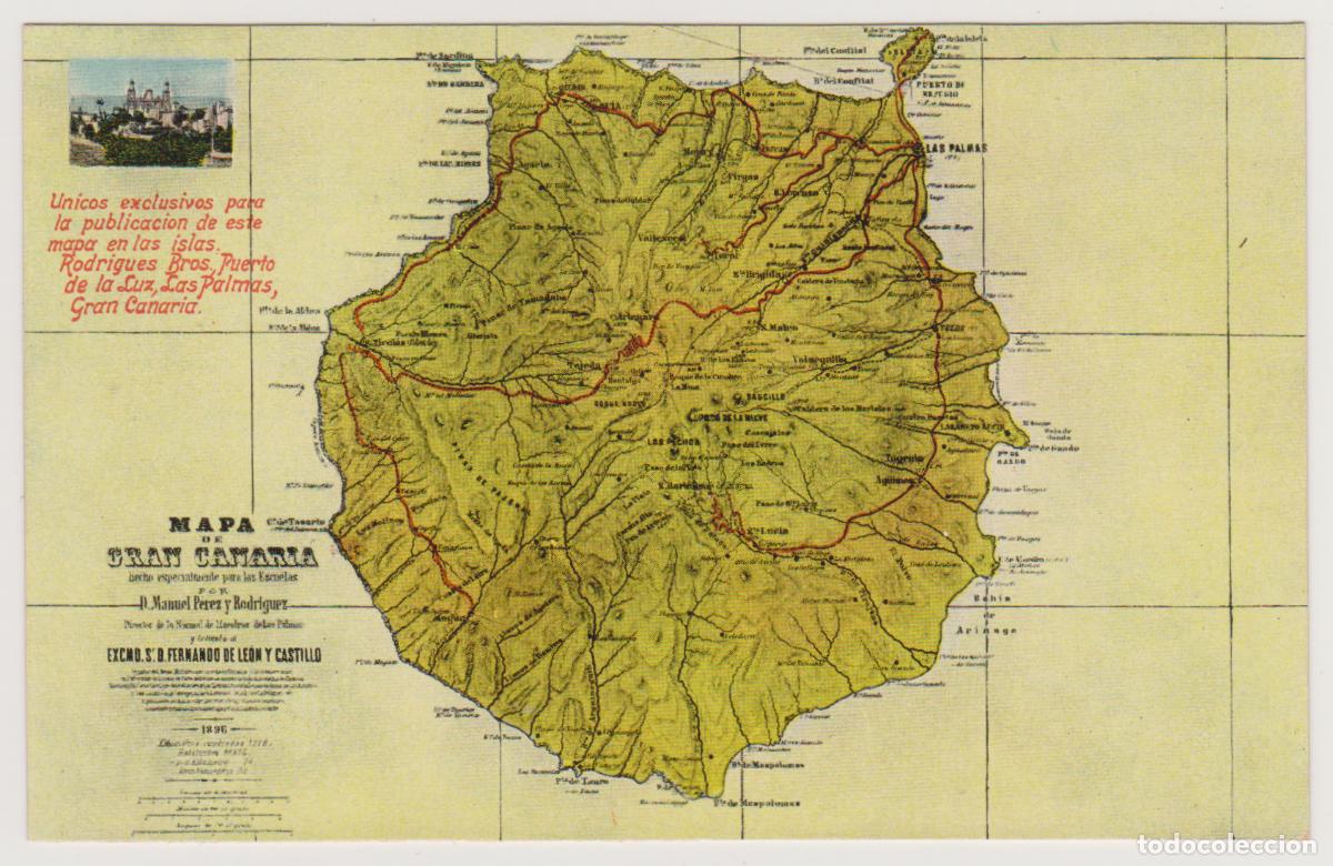 Postales: TARJETA POSTAL - MAPA DE GRAN CANARIA - RODRIGUES BROS