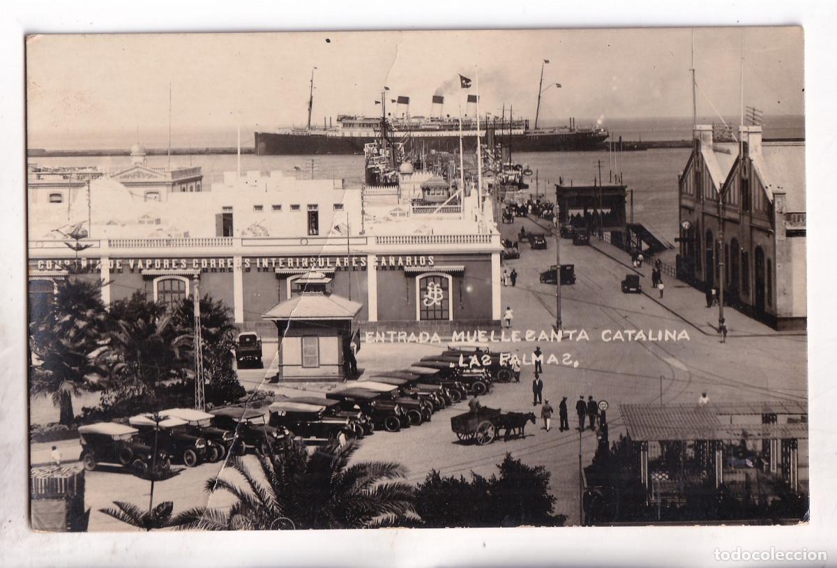 Cartes Postales: POSTAL FOTOGR&Aacute;FICA. ENTRADA MUELLE SANTA ATALINA. CANARIAS. 1927