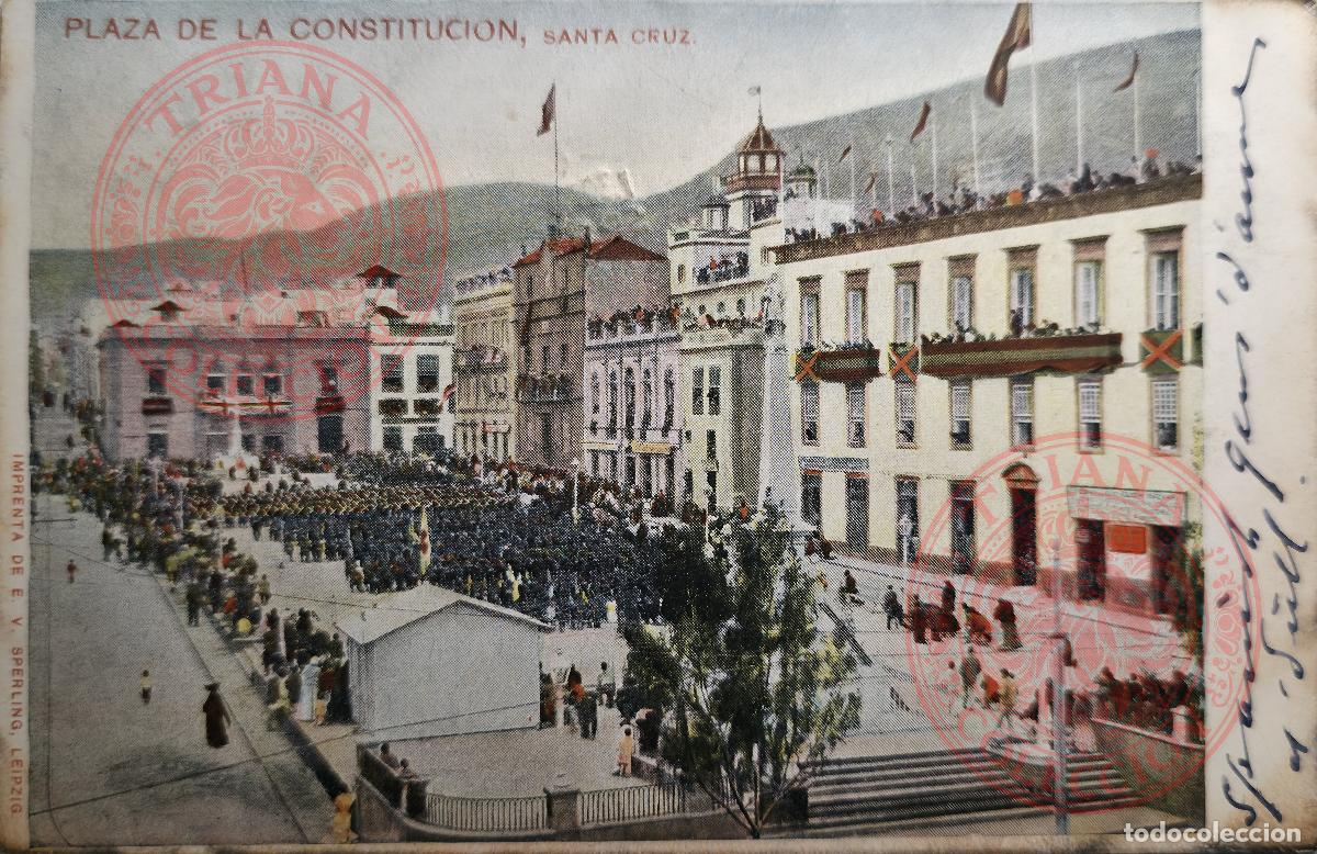 Cartoline: POSTAL SANTA CRUZ. TENERIFE - PLAZA DE LA CONSTITUCION. IMPRENTA DE V. SPERLING, LEIPZIG