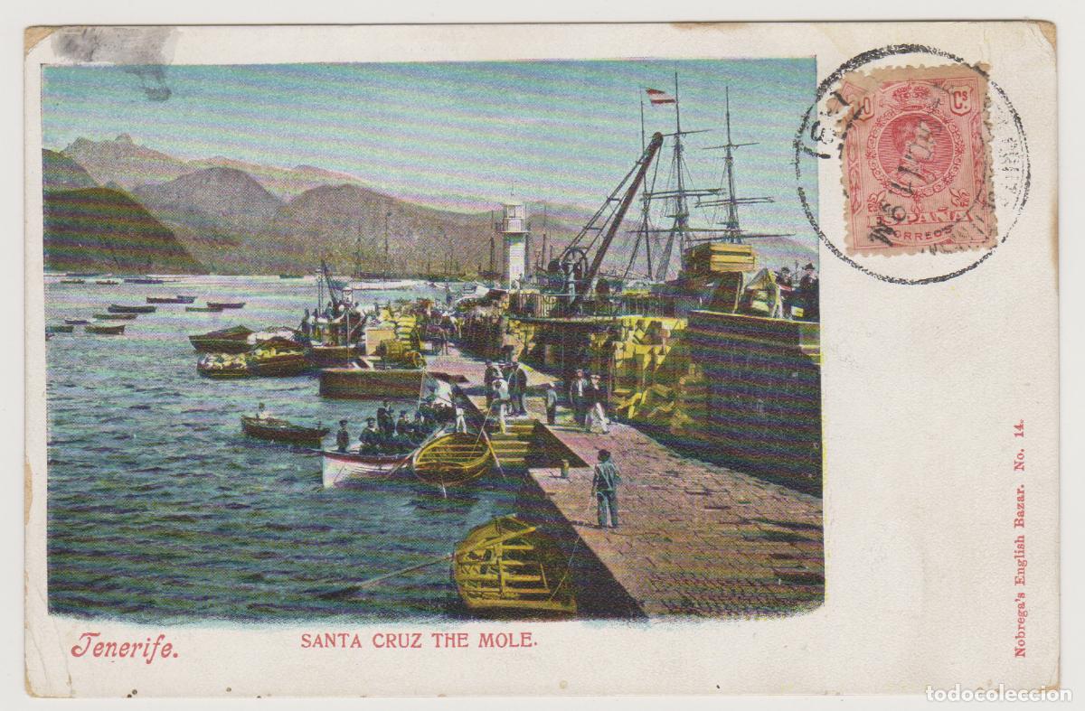 Postales: TARJETA POSTAL - TENERIFE - SANTA CRUZ, THE MOLE - N&ordm; 14 - NOBREGA'S ENGLISH BAZAR