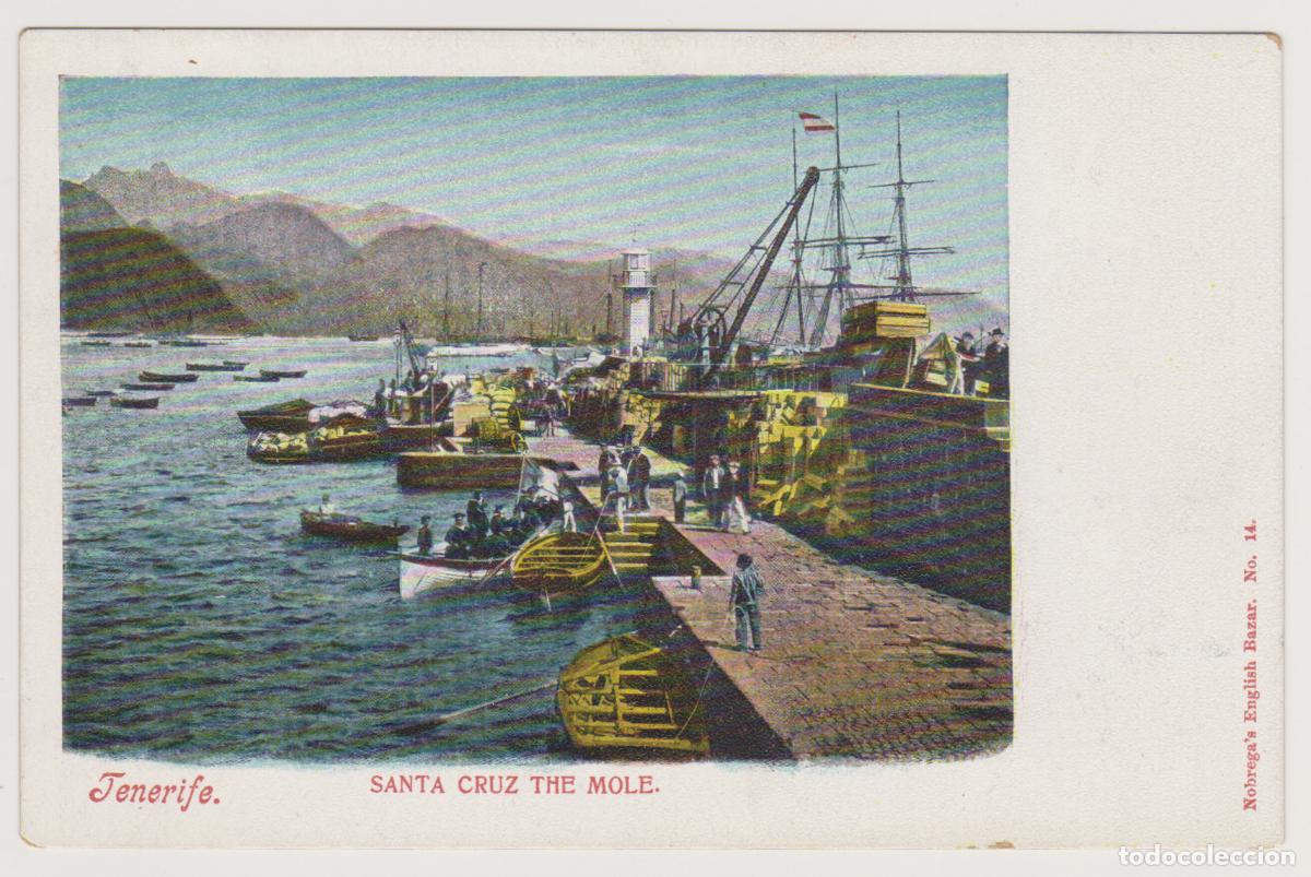 Postales: TARJETA POSTAL - TENERIFE - SANTA CRUZ, THE MOLE - N&ordm; 14 - NOBREGA'S ENGLISH BAZAR