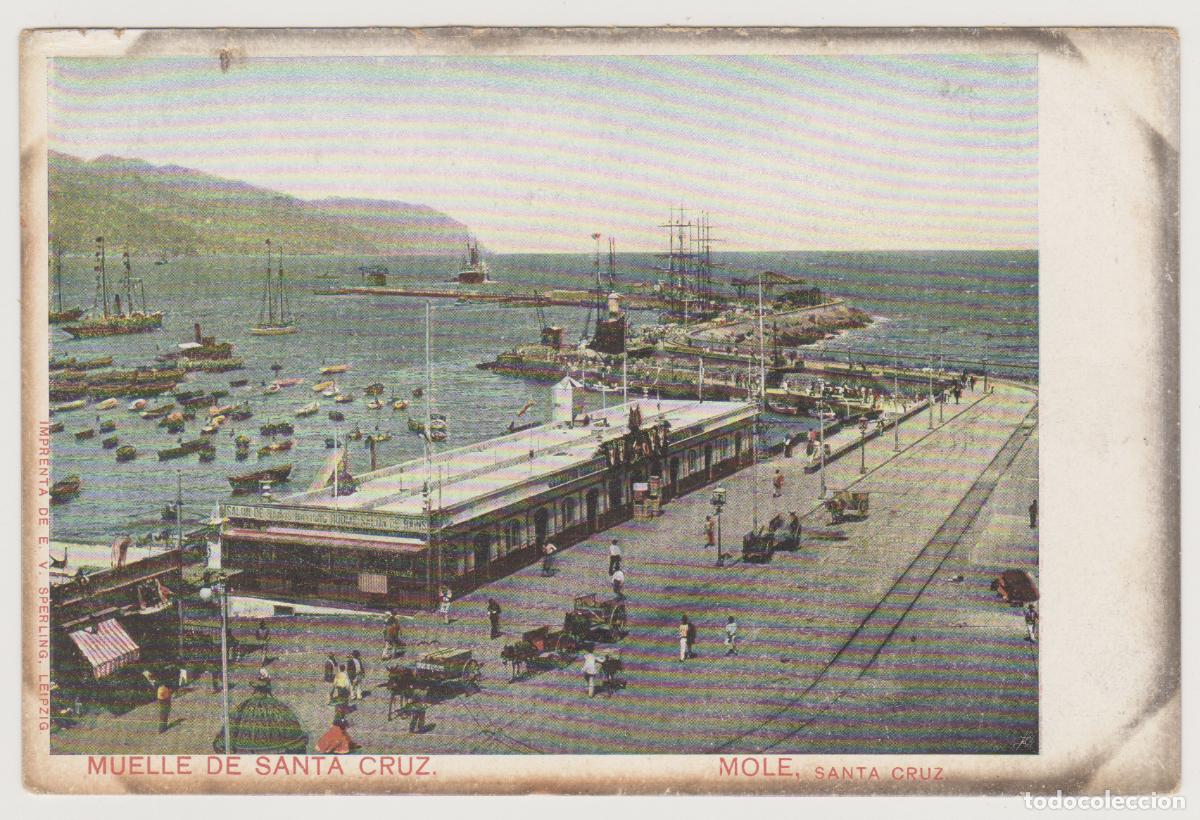 Postales: TARJETA POSTAL - TENERIFE - MUELLE DE SANTA CRUZ - MOLE - IMPRENTA DE E. V. SPERLING