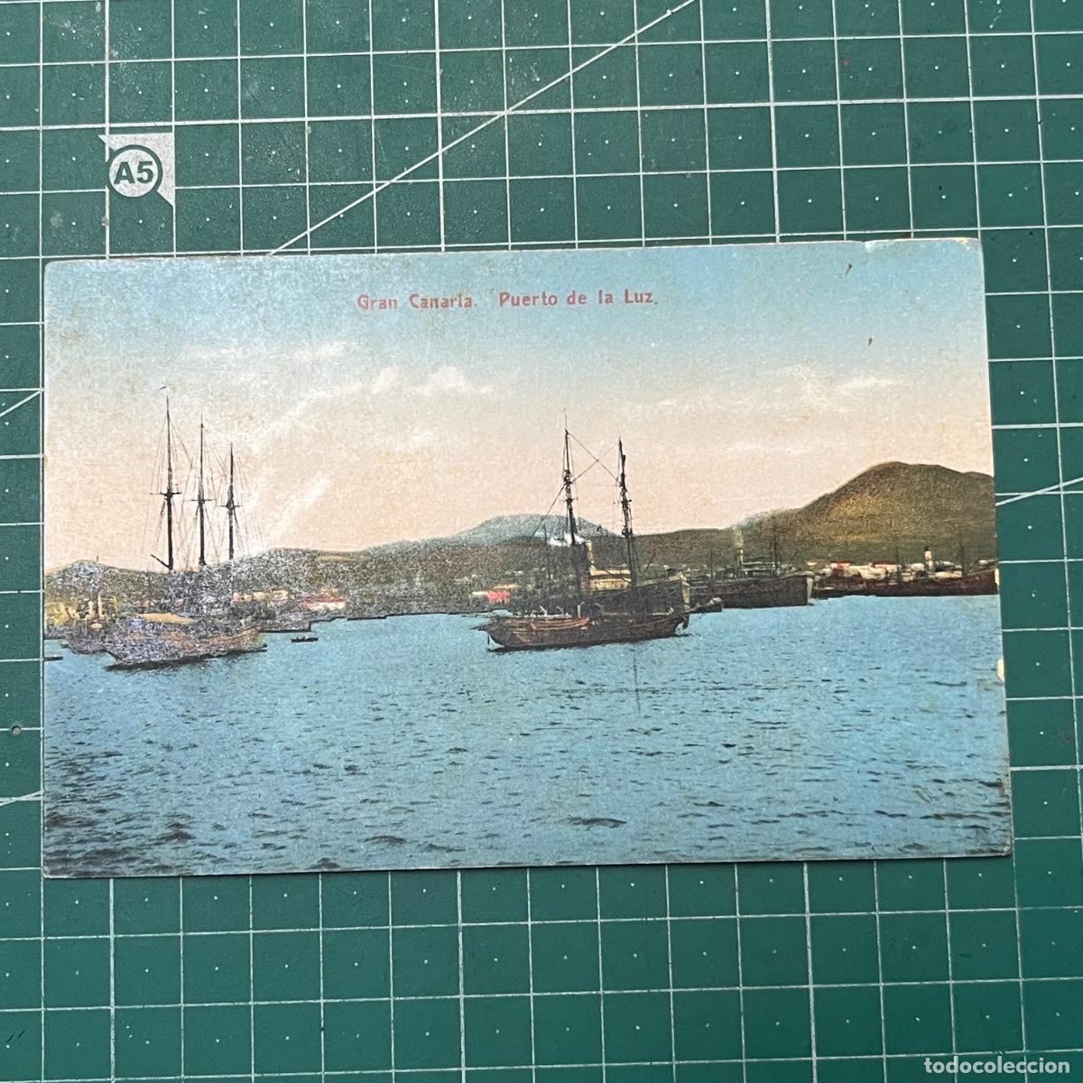 Postales: Postal antigua de Gran Canaria, Puerto de la luz por fotograf&iacute;a Alemana, Triana 54