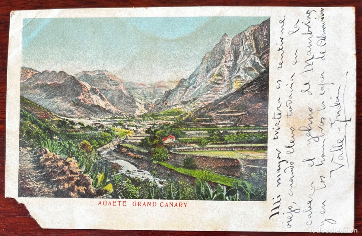 Postales: POSTAL AUT&Oacute;GRAFA Y FIRMADA POR RAM&Oacute;N MAR&Iacute;A DEL VALLE-INCL&Aacute;N, AGAETE, GRAN CANARIA, PRINCIPIOS DEL