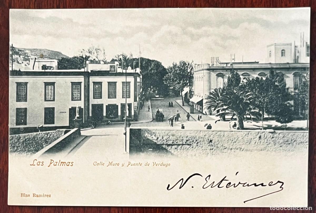Postales: LAS PALMAS. CALLE MURO Y PUENTE DE VERDUGO, POSTAL ANTIGUA CON FIRMA AUT&Oacute;GRAFA ATRIBUIDA A NICOL&Aacute;S