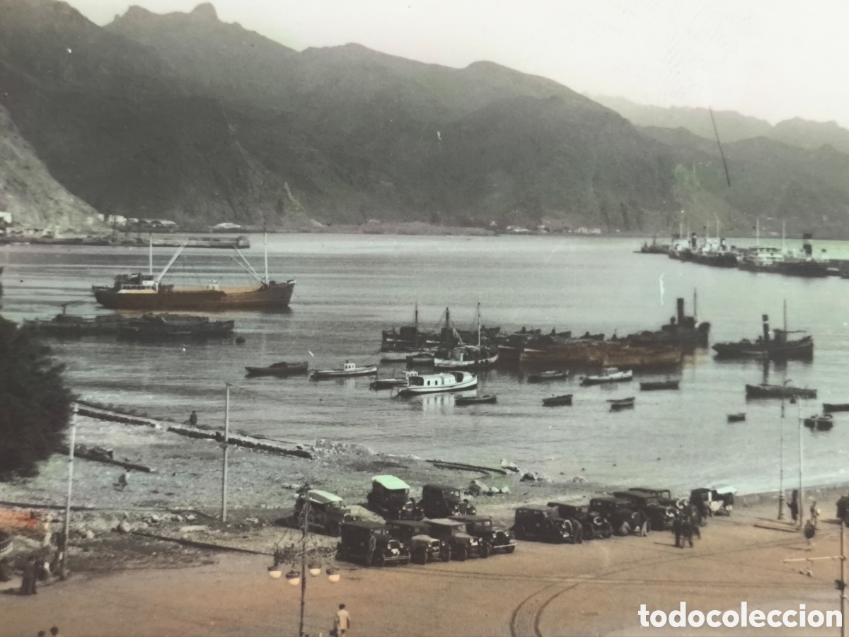 Postales: SANTA CRUZ DE TENERIFE PUERTO POSTAL FOTOGR&Aacute;FICA COLOREADA CANARIAS C. 1950