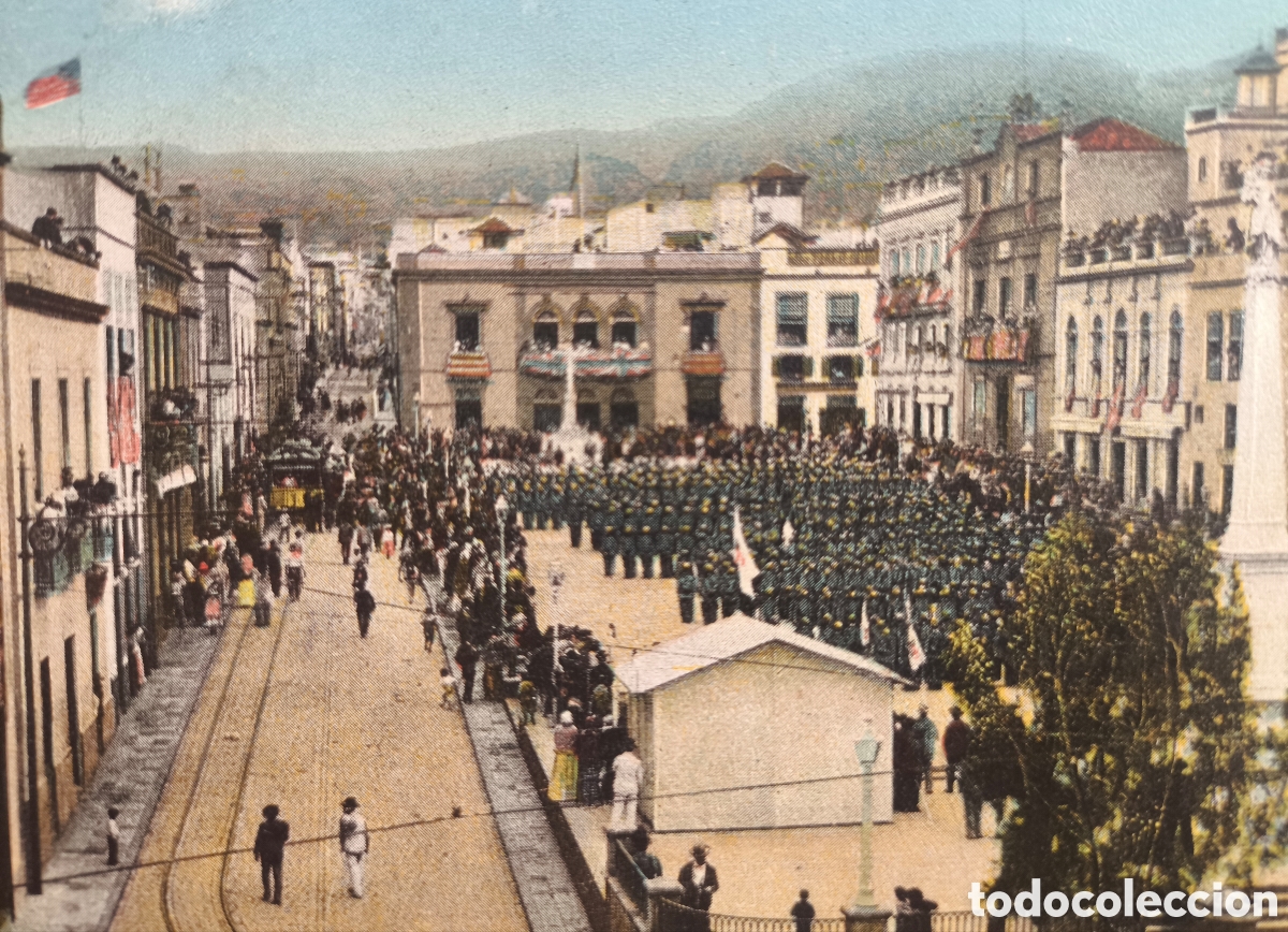 Postales: TENERIFE PLAZA DE LA CONSTITUCI&Oacute;N MISA DE CAMPA&Ntilde;A POSTAL A COLOR CIRCULADA C. 1910