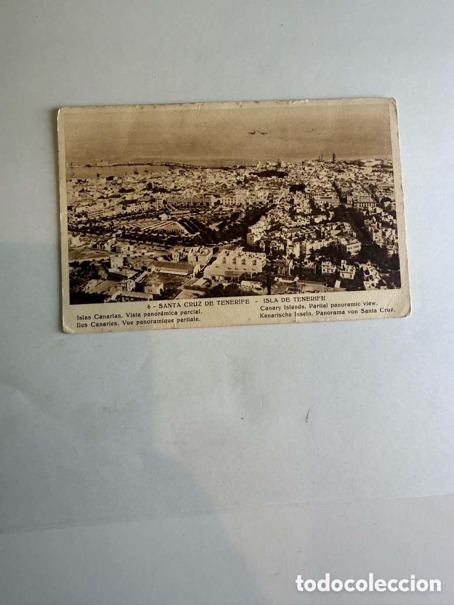 Postales: Santa Cruz de Tenerife Vista panor&aacute;mica parcial c. 1950 Blanco y negro Original de la &eacute;poca