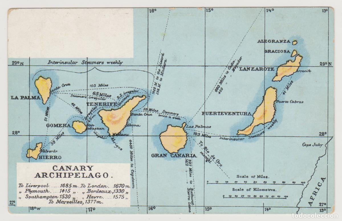 Postales: TARJETA POSTAL - MAPA CANARY ARCHIPELAGO