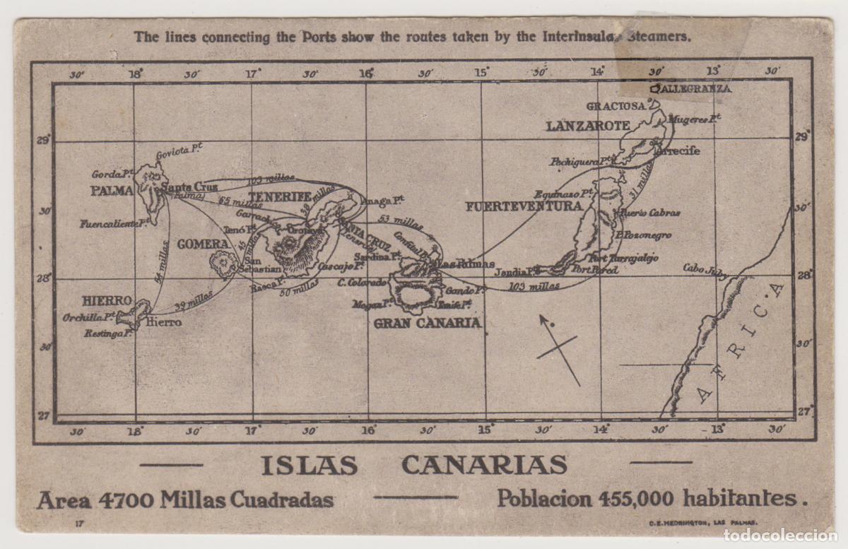 Postales: TARJETA POSTAL - MAPA ISLAS CANARIAS - N&ordm; 17 - BON MARCHE