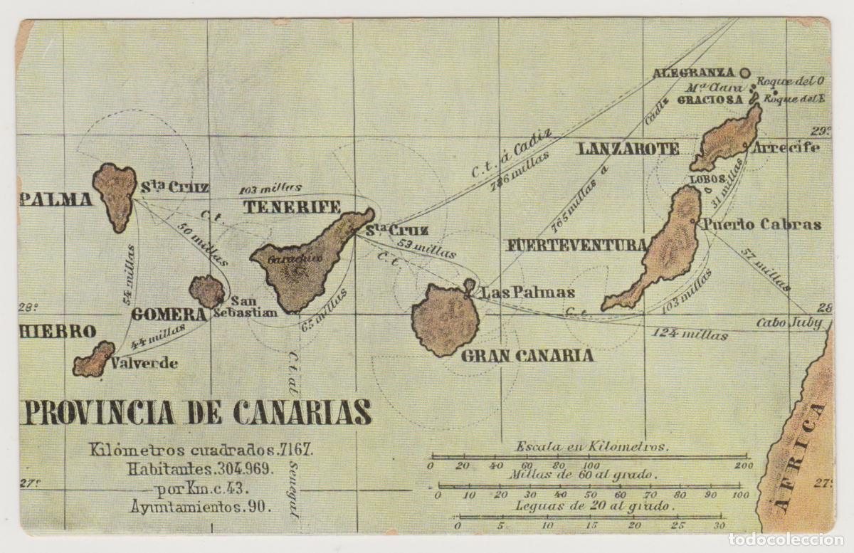 Postales: TARJETA POSTAL - MAPA PROVINCIA DE CANARIAS - RODRIGUES BROS