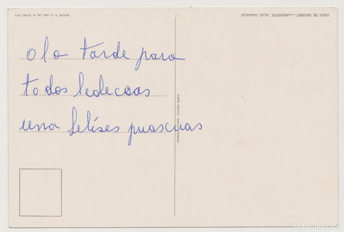 Postales: TARJETA POSTAL - LANZAROTE - ISLAS CANARIAS - OASIS DE NAZARET - RAYCAR SA