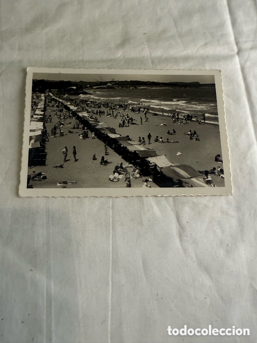 Postales: Postal Santander Sardinero Primera Playa 1955 Blanco y negro Original de la &eacute;poca