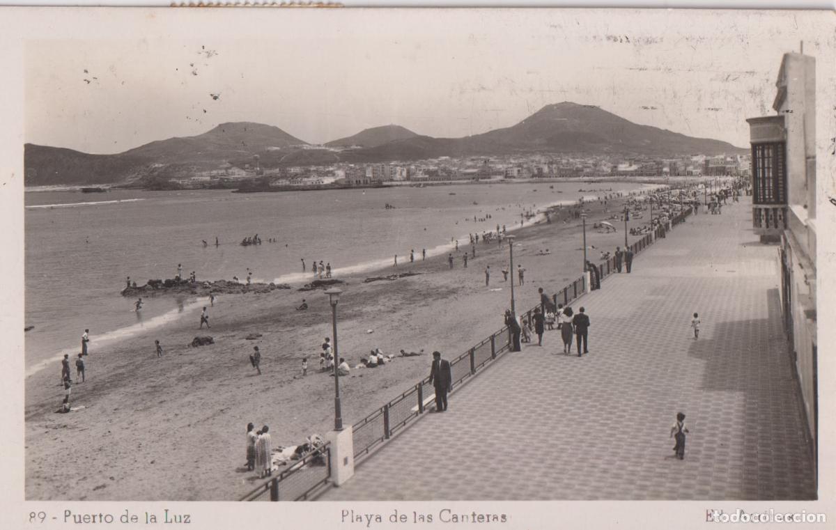 Postales: TENERIFE, PUERTO DE LA LUZ, PLAYA DE LAS CANTERAS &ndash; ED.ARRIBAS N&ordm;89 &ndash; CIRCULADA 1951