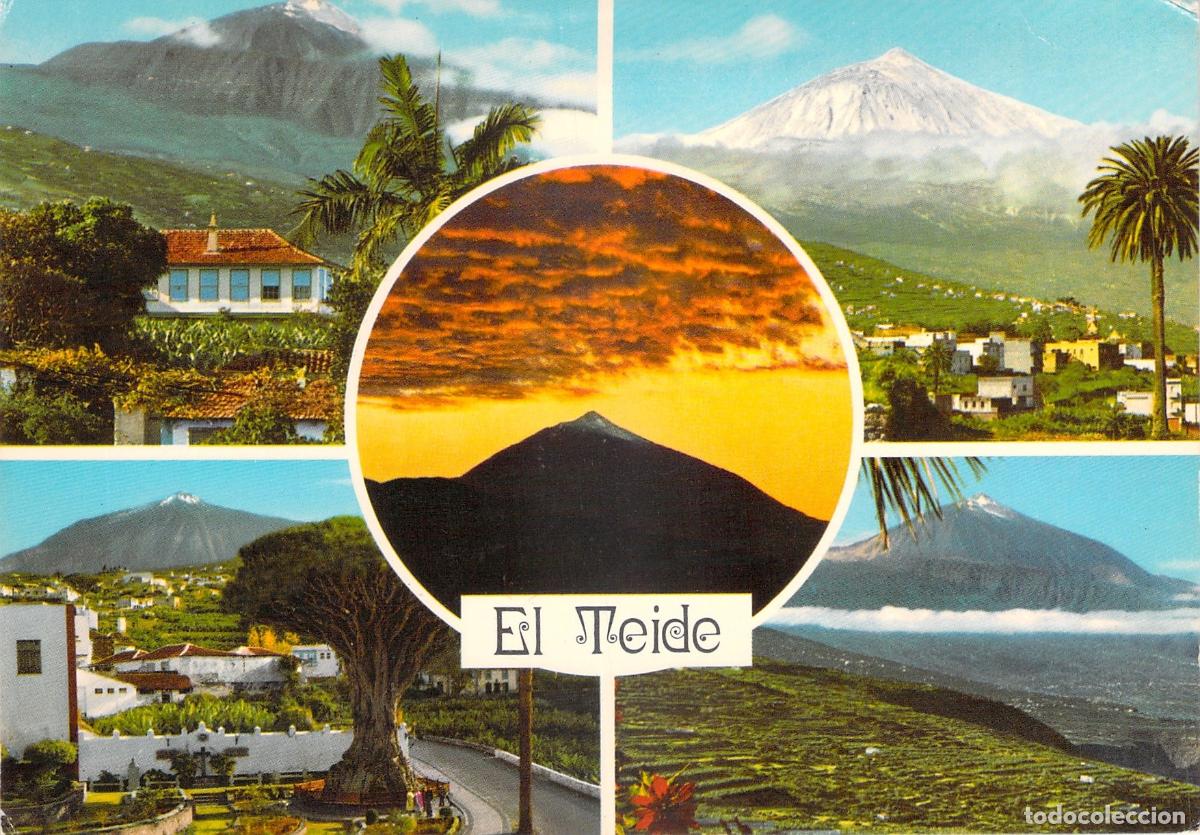 Postales: Postal de Tenerife con cinco vistas del majestuoso volc&aacute;n El Teide