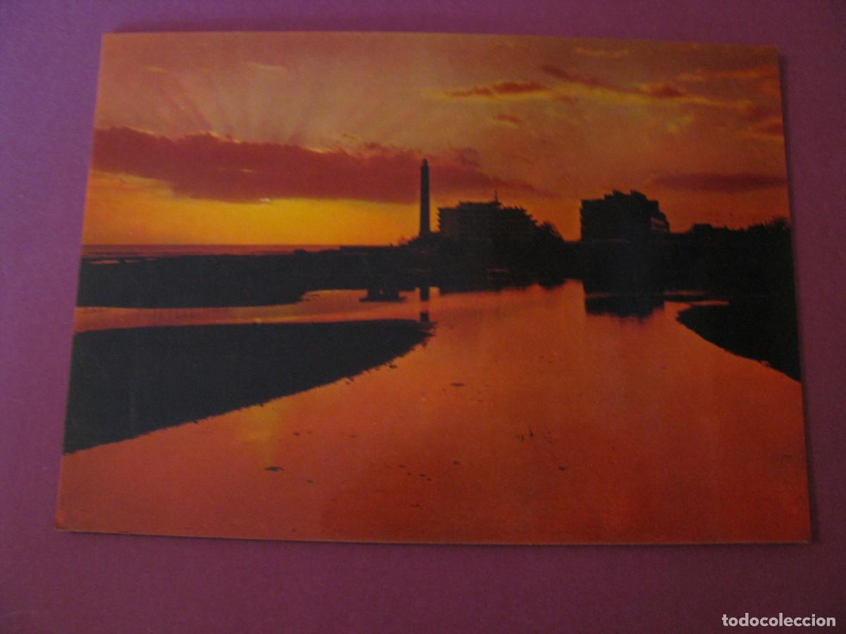 Postales: POSTAL DE GRAN CANARIA. PUESTA DE SOL EN MASPALOMAS. CIRCULADA