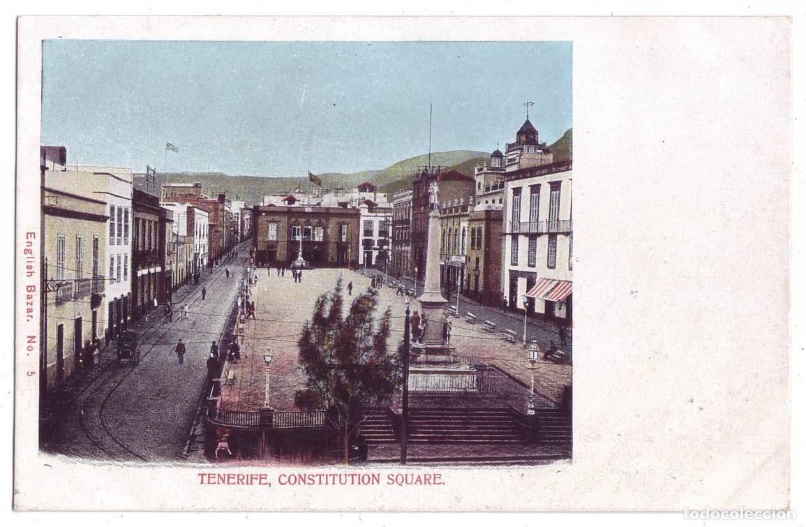Postales: Tenerife: Constitution Square. English Bazar. Sin dividir. No circulada (Anterior a 1905)