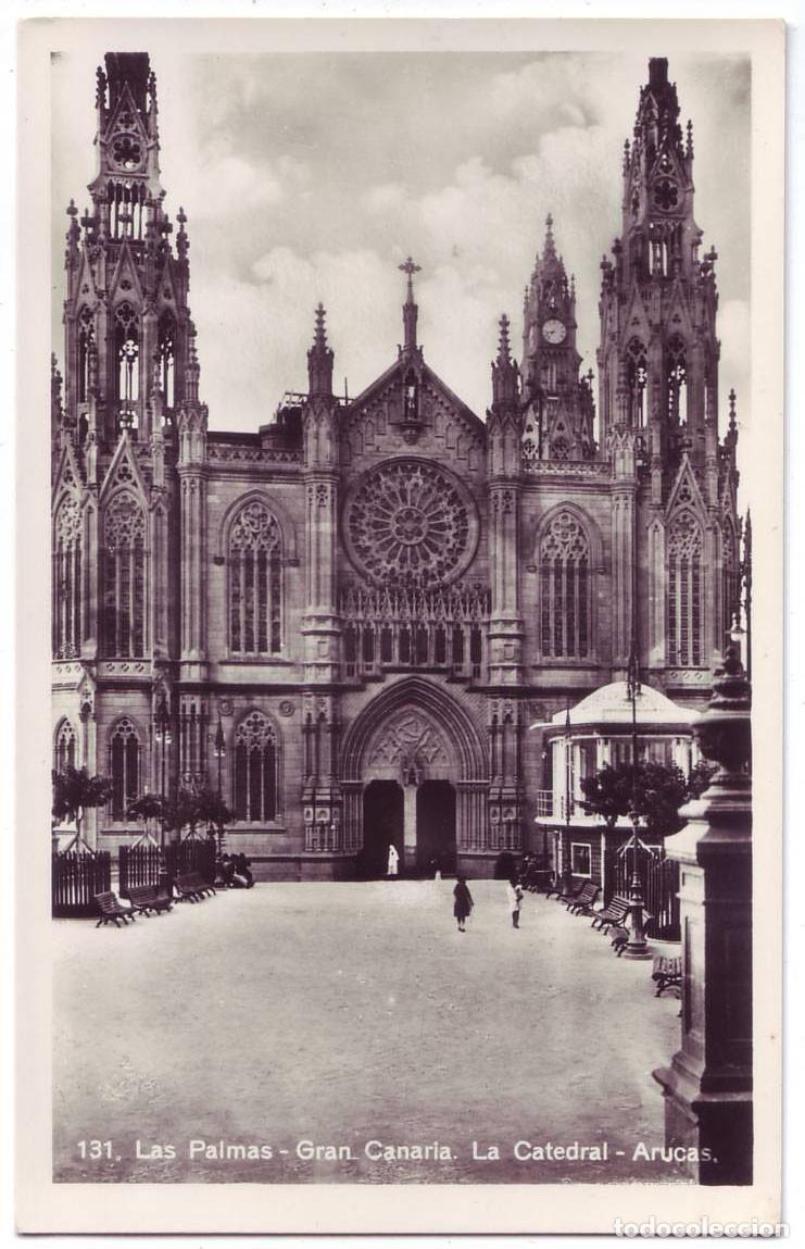 Postales: Las Palmas de Gran Canaria: La Catedral - Arucas. Bazar Alem&aacute;n. No circulada (A&ntilde;os 20-30)