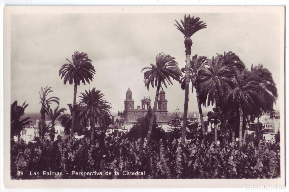 Postales: Las Palmas de Gran Canaria: Perspectiva de la Catedral. Bazar Alem&aacute;n. No circulada (A&ntilde;os 20-30)