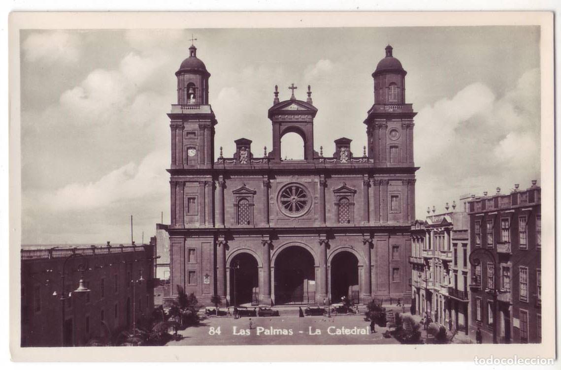 Postales: Las Palmas de Gran Canaria: La Catedral. Bazar Alem&aacute;n. No circulada (A&ntilde;os 20-30)