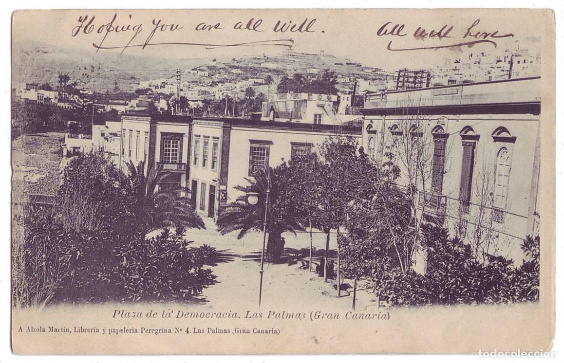 Postales: Las Palmas de Gran Canaria: Plaza de la Democracia. A. Alzola. Sin dividir. Circulada(Anterior 1905)