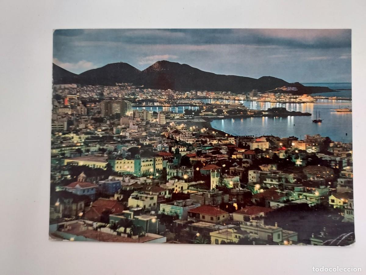 Postales: POSTAL LAS PALMAS DE GRAN CANARIA VISTA PANORAMICA DE NOCHE. 1966. CIRCULADA