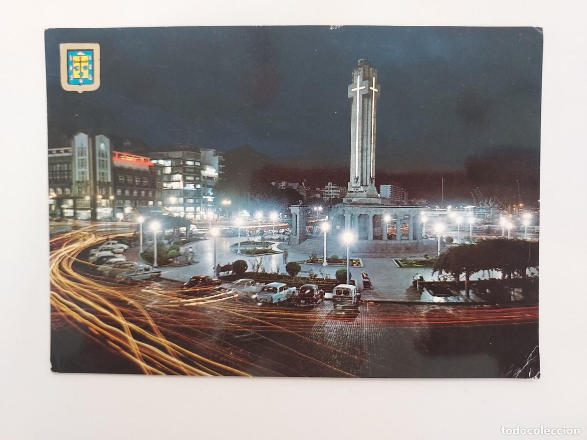 Postales: POSTAL SANTA CRUZ DE TENERIFE PLAZA DE ESPA&Ntilde;A ILUMINADA. 1965. CIRCULADA