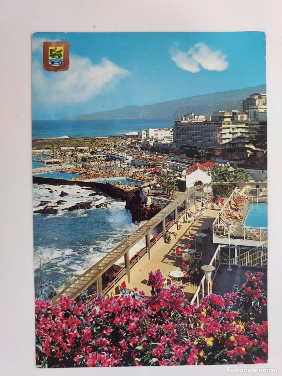 Postales: POSTAL PUERTO DE LA CRUZ PISCINAS Y PANORAMICA DE LA COSTA. 1974. SIN CIRCULAR. TENERIFE