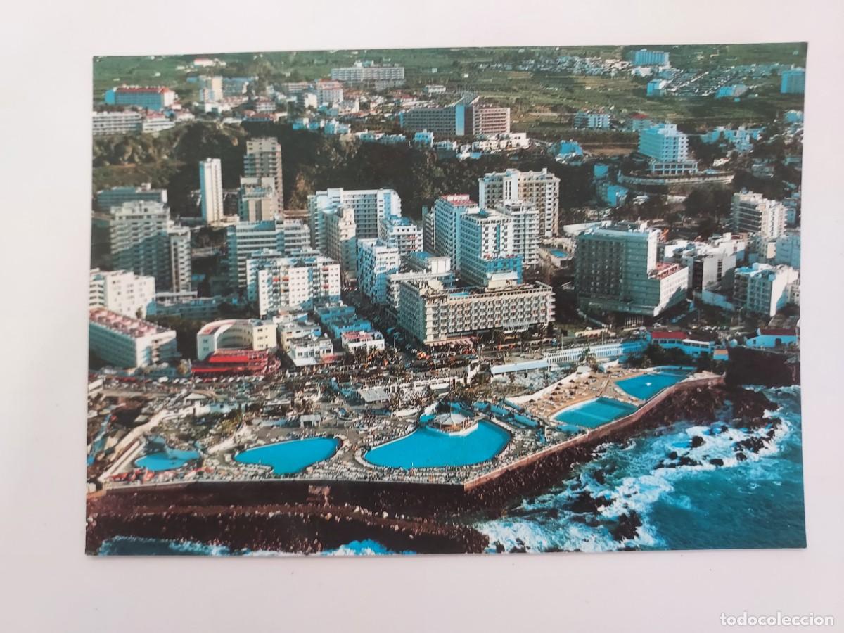 Postales: POSTAL PUERTO DE LA CRUZ VISTA AEREA PISCINA Y HOTELES. 1976. SIN CIRCULAR. TENERIFE
