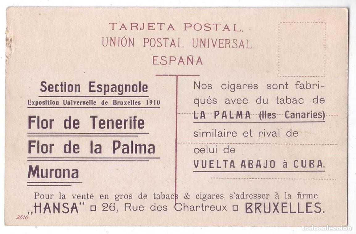 Postales: Tenerife: Cuesta del Norte de Tenerife. Publicidad Tabacos - Exposici&oacute;n Universal Bruselas (1910)