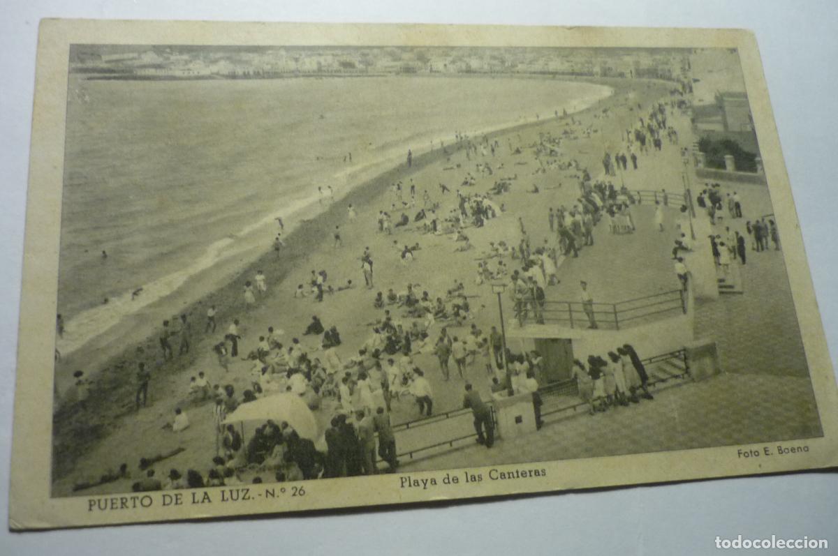 Postales: POSTAL PUERTO DE LA LUZ.-PLAYA CANTERAS ESCRITA